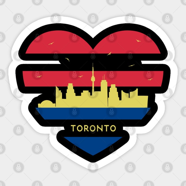 Canada Skyline cityscape Heart Shape Birds Flying Toronto Sticker by Msafi